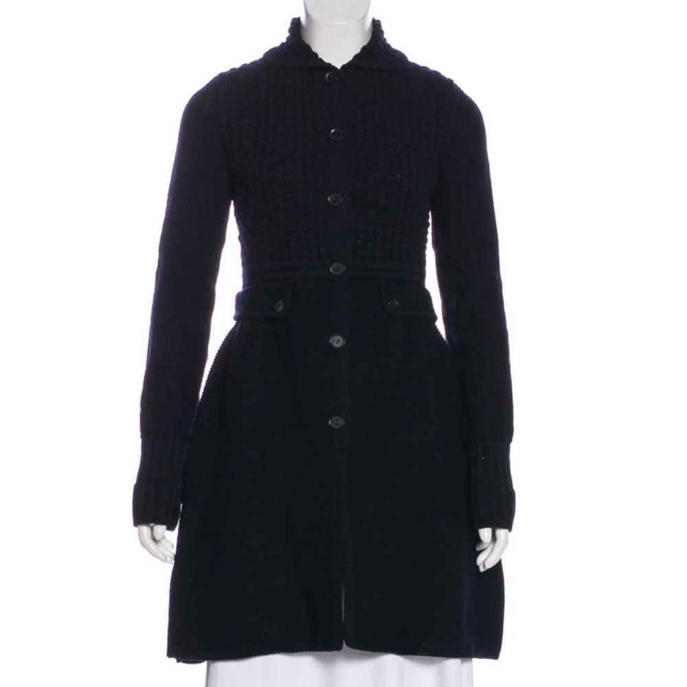 Piazza Sempione Navy Wool Knit Cardigan IT46/US10